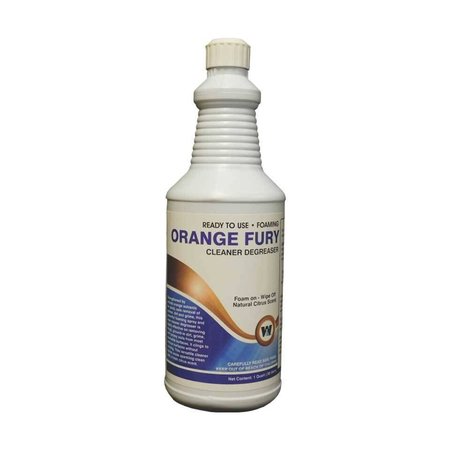 Orange Fury, Foaming Cleaner Degreaser with natural orange solvents, Citrus Scent, 1-Quart, 12PK -  WARSAW CHEMICAL, 22114-0000012